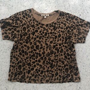 AMO Denim Leopard short sleeve cotton tee NEW